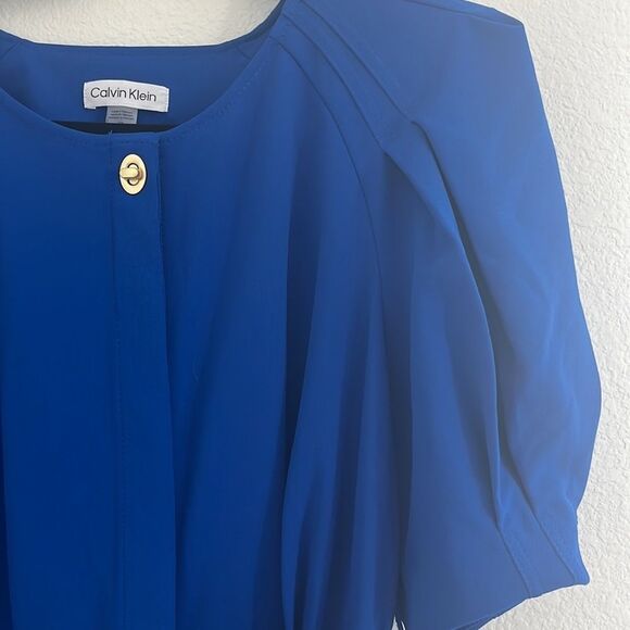 NWT Calvin Klein Puff Sleeve Waist Tie Dress - Picture 3 of 6